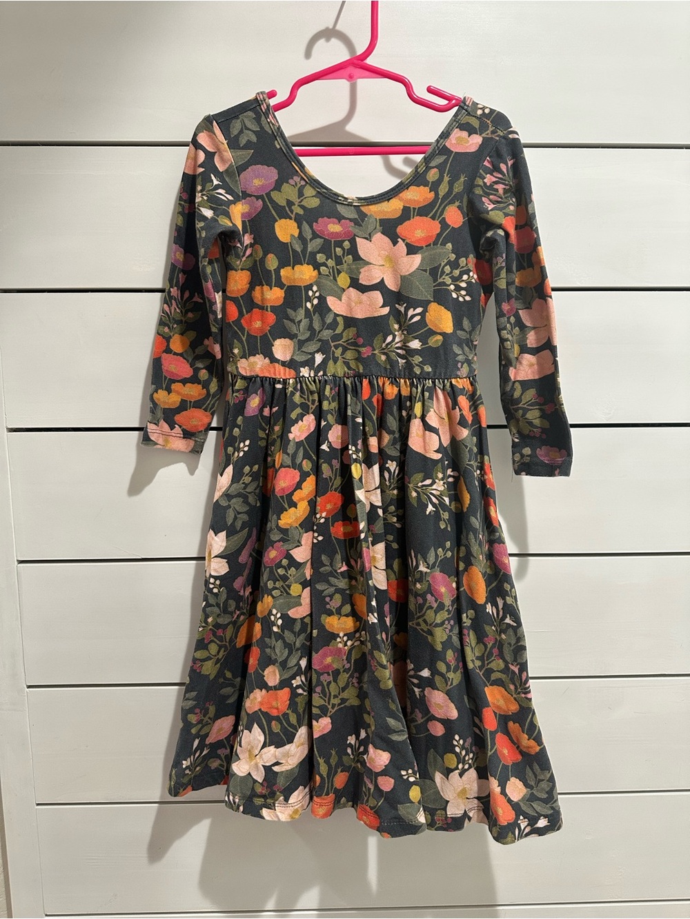 Alice + Ames Long Sleeve Ballet Dress in Dark Botanical Floral